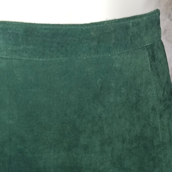 Vintage Global Identity Suede Leather Straight Pencil Skirt Green Women's Sz 5/6 - Picture 4 of 16